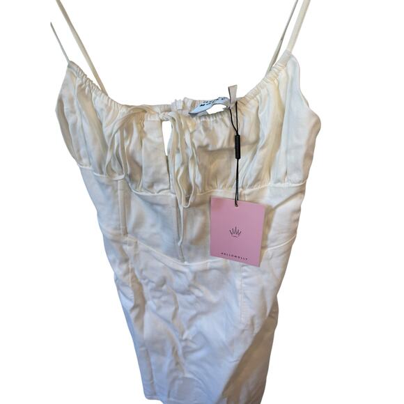 HELLO MOLLY NWT White Mini Dress Sz US8 Coquette Bride Bachelorette Cotton Blend - Picture 5 of 11